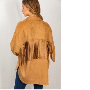 Western Cowgirl Suede Tassel Shirt Shacket Jacket S M L XL  White Birch